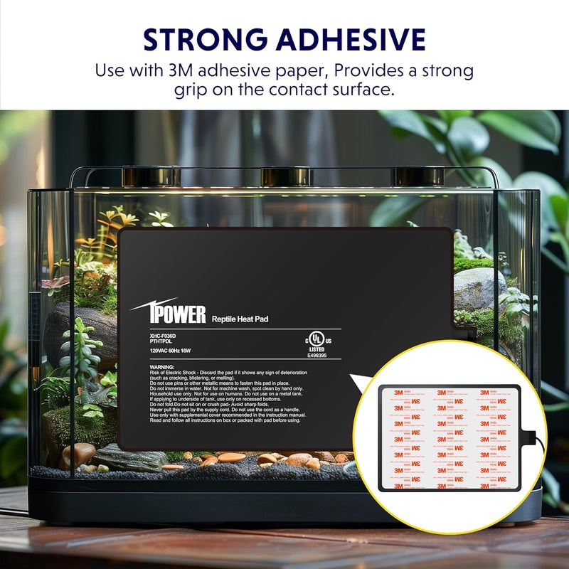 I-Power Reptile Heat Pad 8 by12 Inch Under Tank Terrarium Warmer 16W Heating Mat for Turtle, Lizard, Frog, Snake, Hermit Crab and Other Small Animals - Image 5